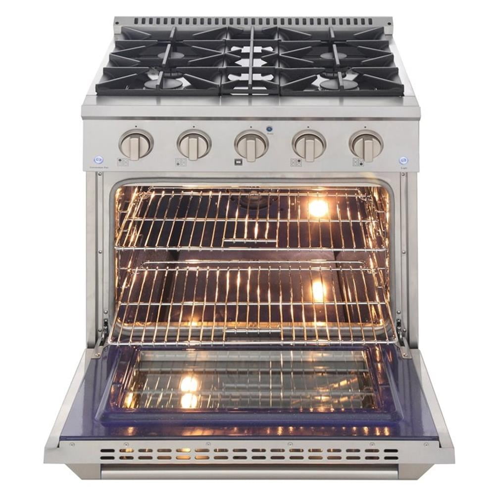 Pemberly Row 30" Stainless Steel Propane Gas Range with Knobs in Silver