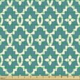 thumbnail image 2 of Abstract Fabric by the Yard, Pattern of Bicolored Tiled Flowers Vintage Art Motifs in Simplistic Grid, Decorative Upholstery Fabric for Chairs & Home Accents, Cream and Cadet Blue by Ambesonne, 2 of 5