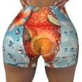 thumbnail image 2 of Daiia Refreshing Citrus Splash Pattern Women's Workout Shorts Biker Shorts - High Waisted Workout Spandex Tummy Control Gym Running Yoga Shorts-Large, 2 of 8