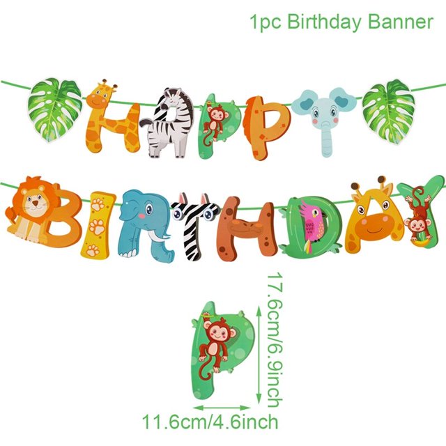 Suministros de animales de la selva, vajilla, adornos para fiesta de cumpleaños, niños, niño, jungla, Safari, fiesta temática, decoración, bosque verde Tan Jianjun unisex