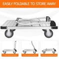 thumbnail image 5 of 2200 lbs. Capacity Foldable Push Cart Dolly | Moving Platform Hand Truck | Heavy Duty Space Saving Collapsible | Swivel Flat Bed Wagon - Furniture Luggage Lifting, 5 of 7