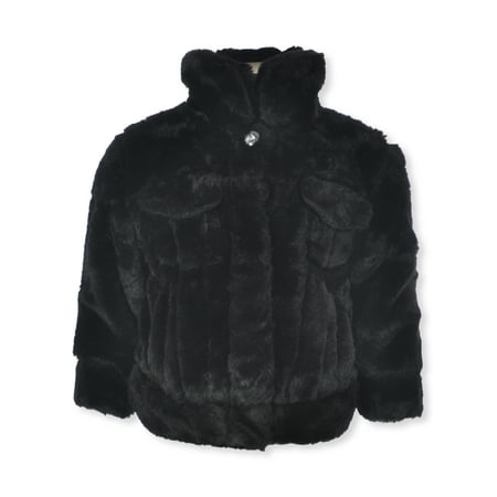 Urban Republic Baby Girls' Faux Fur Jacket - black, 24 months (Infant)