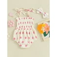 thumbnail image 4 of Bagilaanoe Newborn Baby Girl Summer Rompers Print Sleeveless Bodysuits + Headband 6M 12M 18M 24M Infant Casual One Piece Jumpsuit, 4 of 9