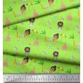 thumbnail image 3 of Soimoi Green Velvet Fabric Girl & Sand Castle Beach Fabric Prints By Yard 58 Inch Wide, 3 of 3