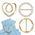 thumbnail image 1 of 3pcs Scarf Ring Clips Minimalist Shawl Buckle Shirt Clip Beaded Twisted Rhinestone Cinch Clip Women Clothing Accessories, 1 of 3