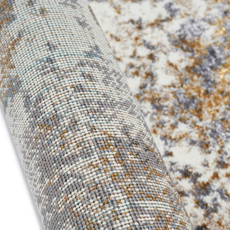 Modern Abstract Area Rug, Gray, 5'3"x7'3" - Textured Pattern, Stain Resistant, Polypropylene