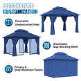 thumbnail image 5 of Sunmthink Outdoor Gazebo for Patio 10'x12', Metal Frame Canopy with Double Roofs, Heavy Duty Party Tent and Shelter with Mosquito Netting and Privacy Screen for Backyard,Garden,Deck (Blue), 5 of 8