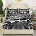 thumbnail image 3 of Erosebridal Sports Car Bed Sheets Racing Sports Game Fitted Sheet Retro Grey Race Car Bedding Set Cool Sports Grunge Vintage Decor Sheets with 1 Pillowcase,Twin 2Pcs, 3 of 5