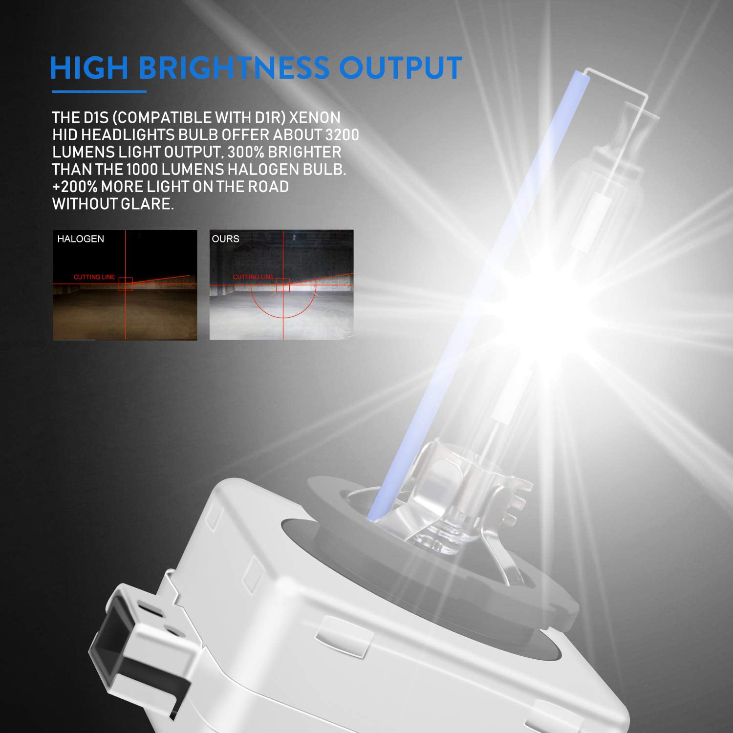 D3S/D3R 6000K Xenon HID Replacement Bulb White Metal Stents Base 12V Car  Headlight Lamps Head Lights 35W 1pair (D3S/D3R)