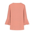thumbnail image 6 of Edvintorg Womens Tops Polka Dot Flare 3/4 Sleeve Loose Top Fashion V Neck Casual Button Down Shirt Women's Clothing Orange XXL, 6 of 7