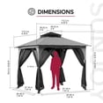 thumbnail image 4 of Sunjoy 9 ft. x 9 ft. Grey and Black Steel Soft Top Gazebo Mosquito Nettings and Privacy Screens, Double Roof Outdoor Screened Gazebos Shelter, Gazebo Canopies for Backyard, 4 of 11