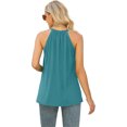 thumbnail image 3 of Mujeres Encaje plisado Tank Top suave transpirable casual elegante Halter Masajeadores de cuello sin mangas blusa camisa para citas, 3 of 5