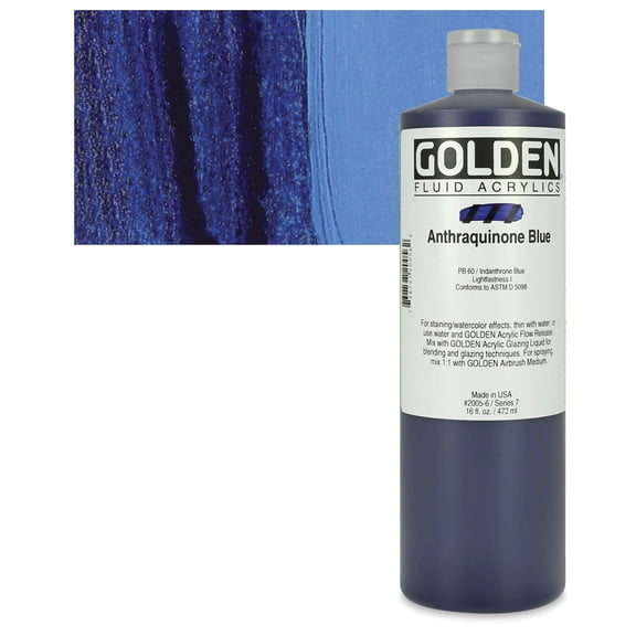Golden - Fluid Acrylic - Anthraquinone Blue, 16 oz