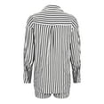 thumbnail image 2 of Women 2 Piece Outfits Sets Fall Floral Linen Two Piece Set Women Fall Women Flip Collar Stripe Button Long Sleeved Jacket Elastic Waist Shorts reorder items, 2 of 5