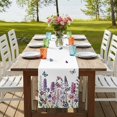 thumbnail image 4 of Table Runners 72 Inches Long Dress Scarves, Purple Flowers Farmhouse Kitchen Table Runner, Coffee Tablerunners, Spring Butterflies Lavender Daisy Botanical 16x72 Inch, 4 of 9