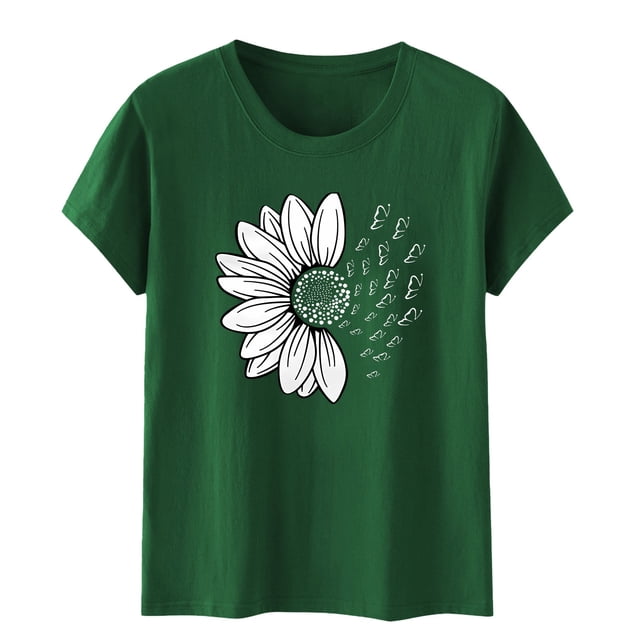 Jindong T-Shirt Femme Simple Impression Europe et États-Unis Hommes et Femmes Col Rond