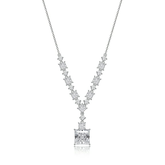 Sterling Silver Platinum Plated DIAMONDLITE CZ Fancy drop Pendant