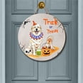 thumbnail image 2 of Trick or Treat Great Pyrenees Funny Mummy Cosplay Pumpkin Candy Basket Round Wood Sign Pyr Dog Lover Hanging Wall Home Decor - 12016, 2 of 5