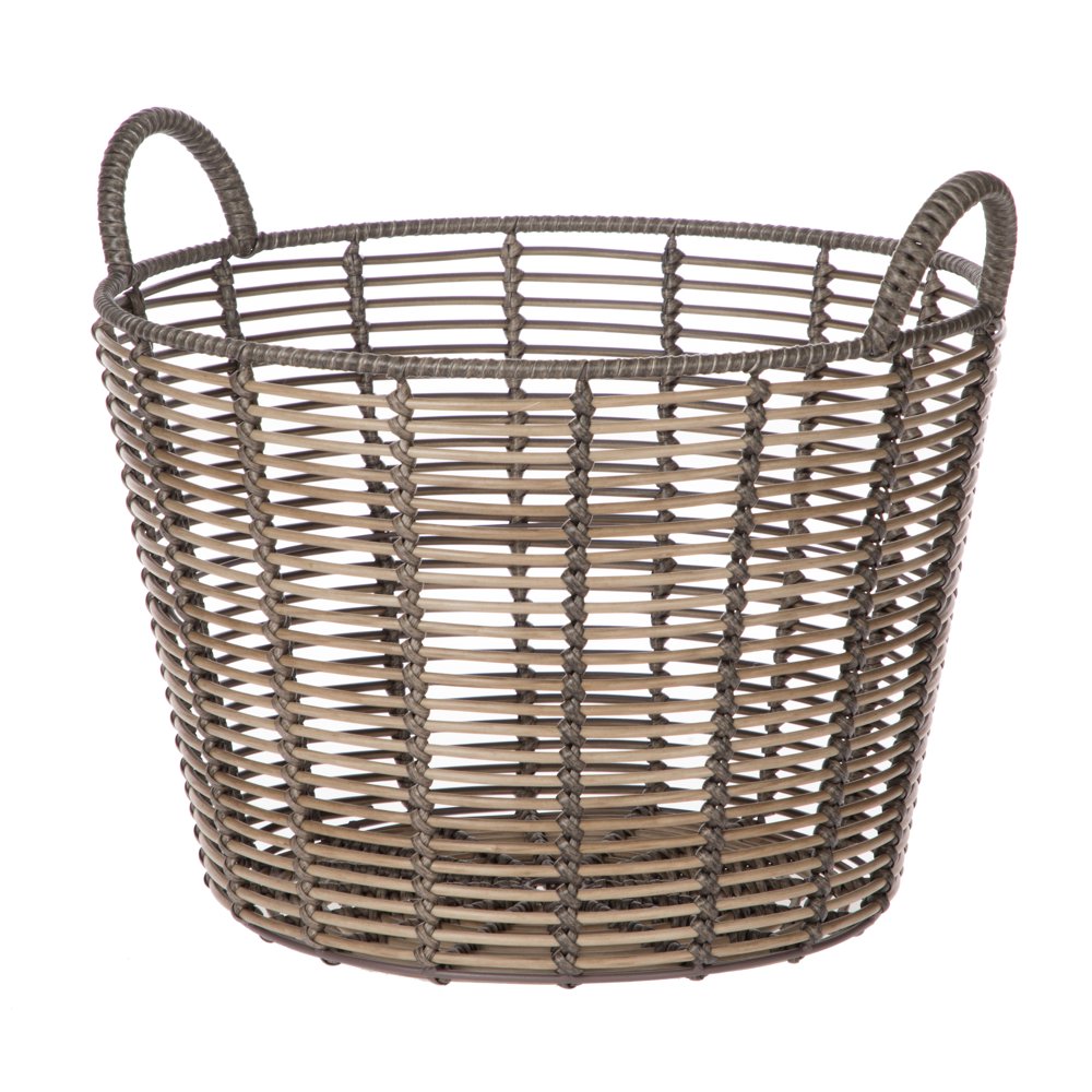 Better Homes & Gardens Round Rattan and Iron Storage Basket, Small