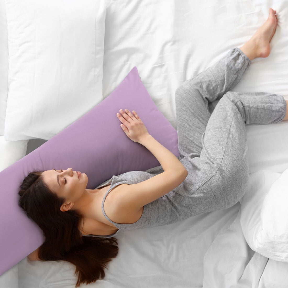 Unique Bargains 1 Pack Brushed Microfiber Body Pillowcase, 20" x 72", Lavender