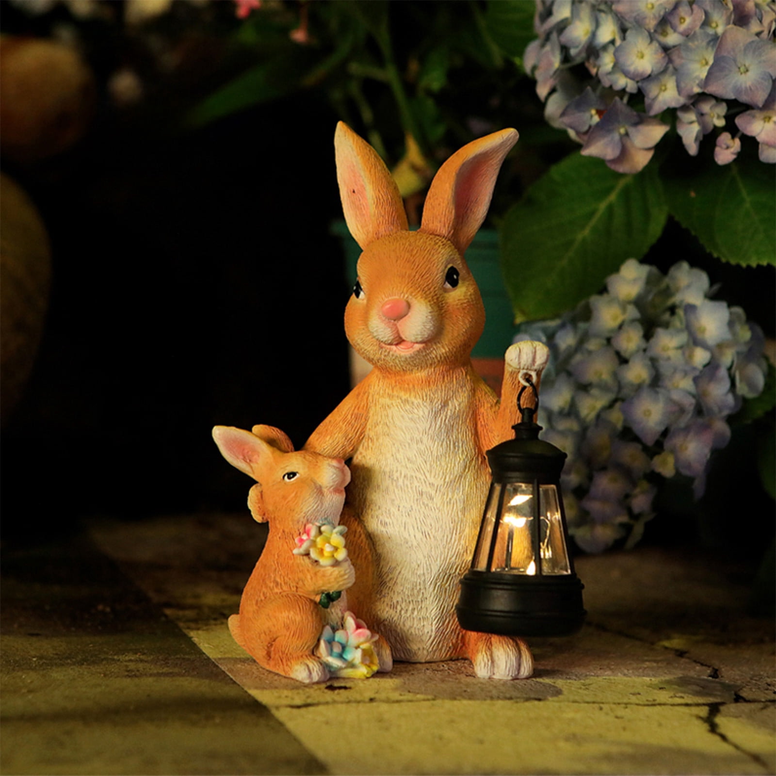 Tupukom Save on Garden Statues Rabbit with Solar Lights- Bunny Figurine Outdoor for Home Lawn,Balcony-Yard Art Garden&Patio Whimsical Decor,Unique Housewarming&Birthday Gifts for Women Mom