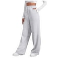 thumbnail image 3 of GEWSEY Women's Wide Leg Sweatpants Fleece Lined Baggy Straight Leg Lounge Pants Fall Outfits Athletic Joggers with Pockets (Grey, XXL), 3 of 7