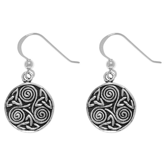 Sterling Silver Celtic Triskele Trinity Knot Dangle Earrings
