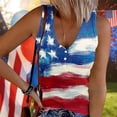 thumbnail image 2 of Fewfanhot Women's 4th of July Flag Tank Top, Ribbed V-Neck Sleeveless Patriotic Blouse, Casual Summer Button Henley Top, S-3XL, 2 of 5