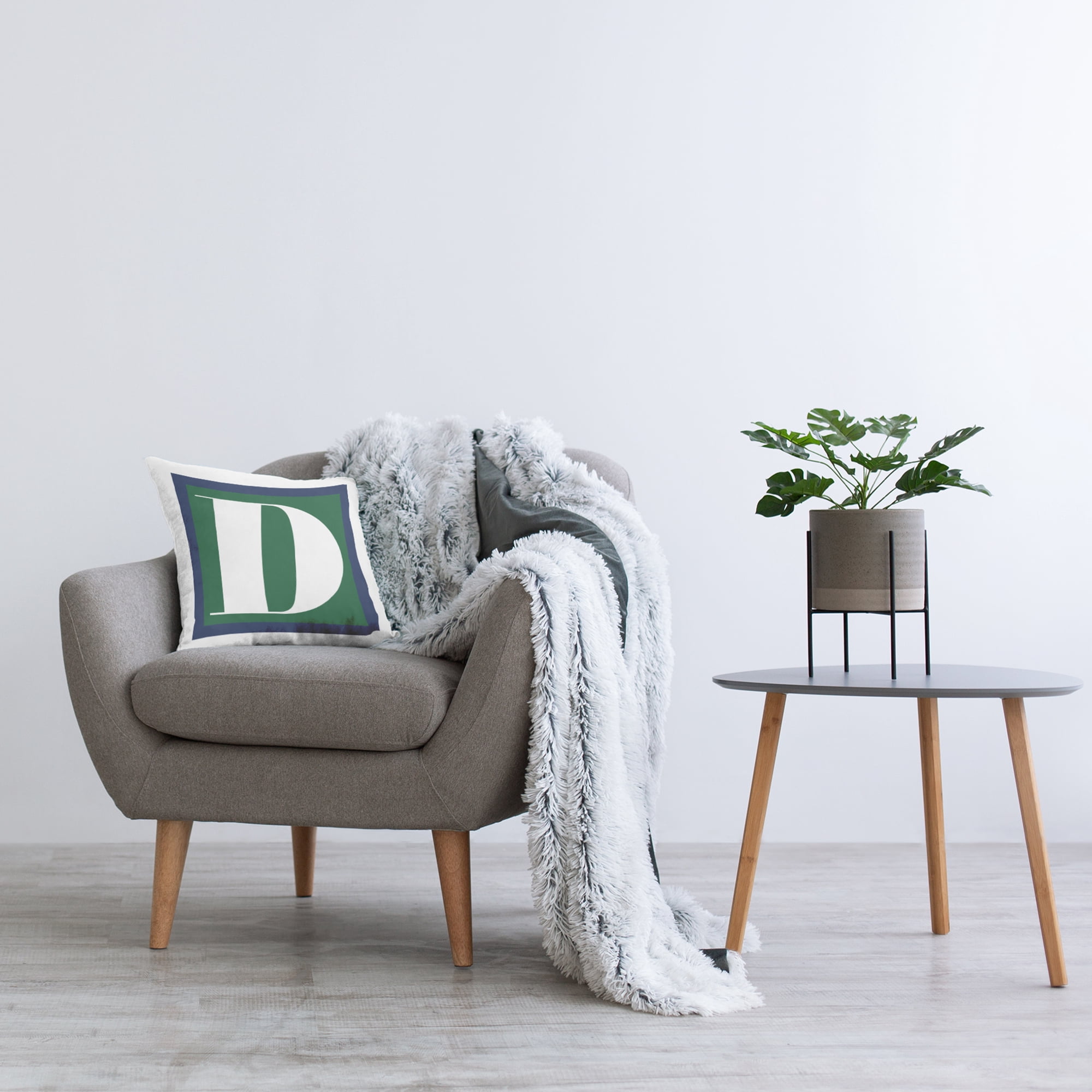 Stupell Industries Bold Green Letter D Square Decorative Printed Throw Pillow, 18 x 18