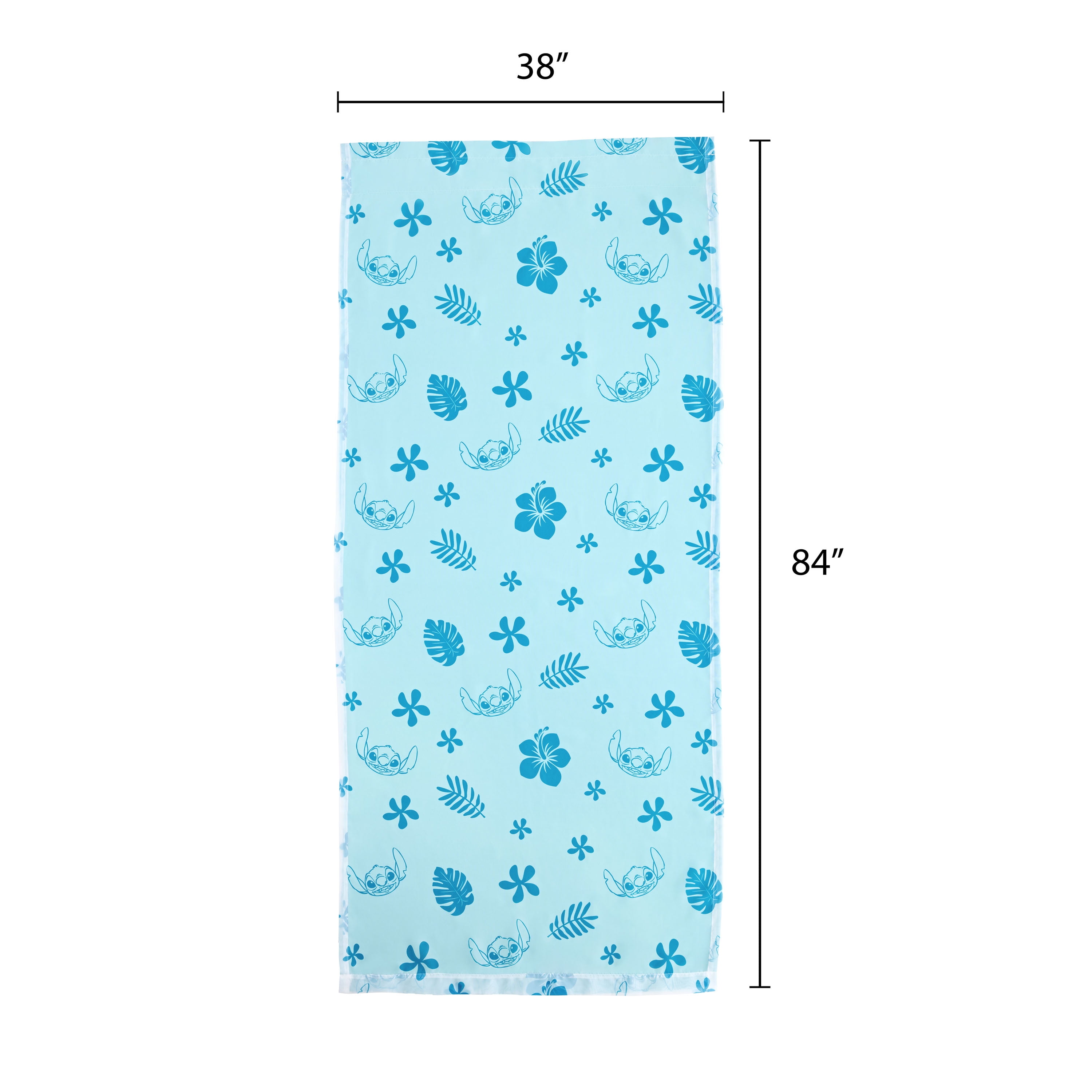 Stitch Tropical Kids Sheer and Blackout Drape, 38" x 84", Blue, Disney, Age 3+