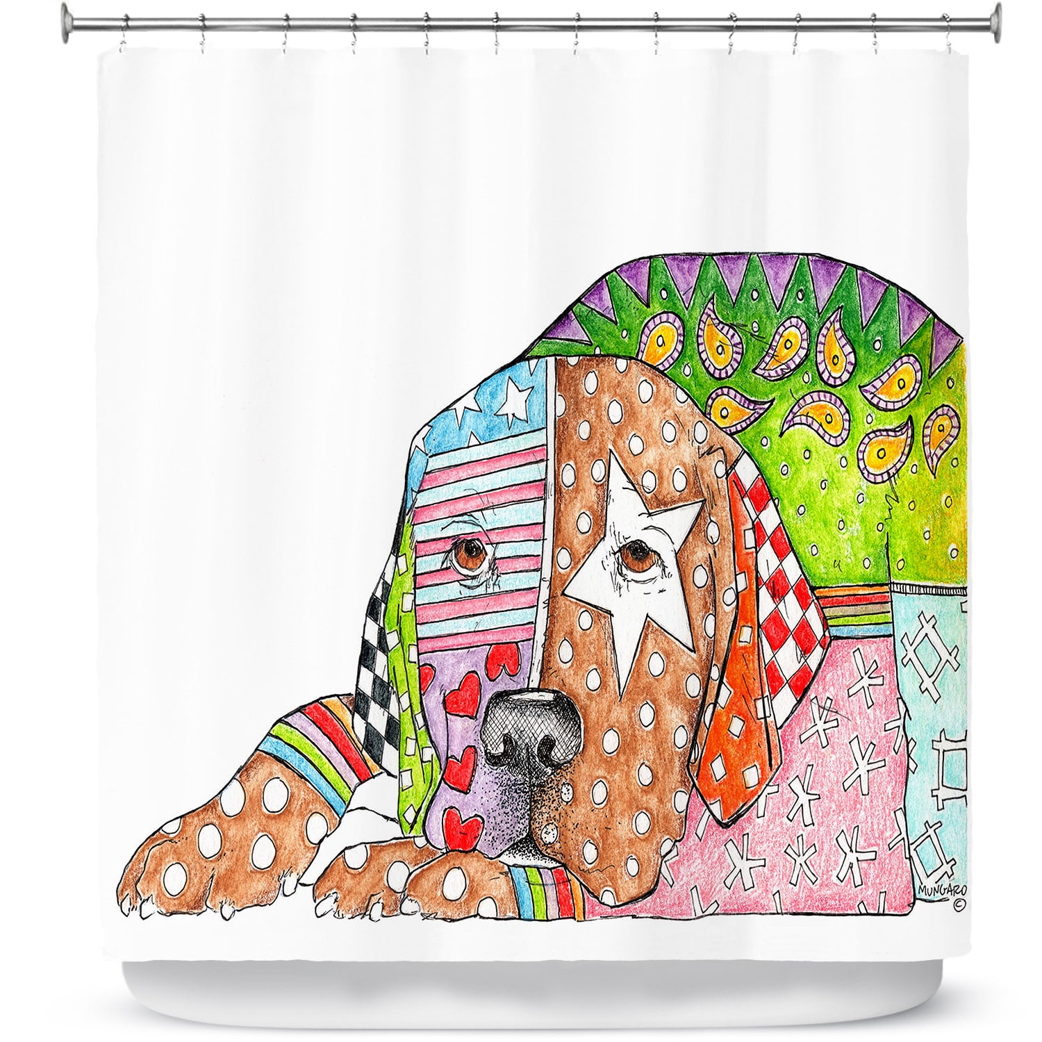 Dia Noche Designs Shower Curtains by Marley Ungaro Labrador Retriever Dog Aqua Bathroom
