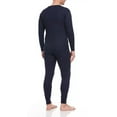 thumbnail image 4 of Men's Cotton Blend Brushed Lined Thermal Top & Bottom Underwear Set, Navy Blue, Large, 4 of 5