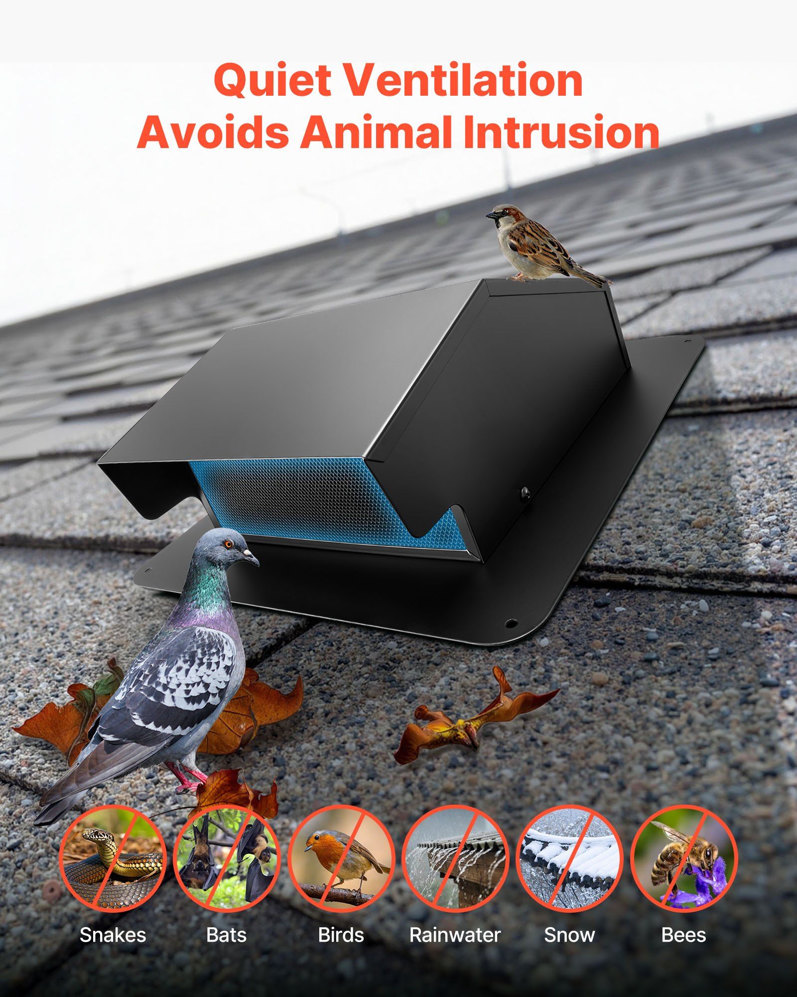 6 Inch Hooded Wall Vent Cover, SPCC Steel Roof Exhaust, Durable Rainproof Flap, Protective Mesh, Easy Wall Installation, Compatible with Flexible or Rigid Ducts, Ideal for Dryers, Bathrooms
