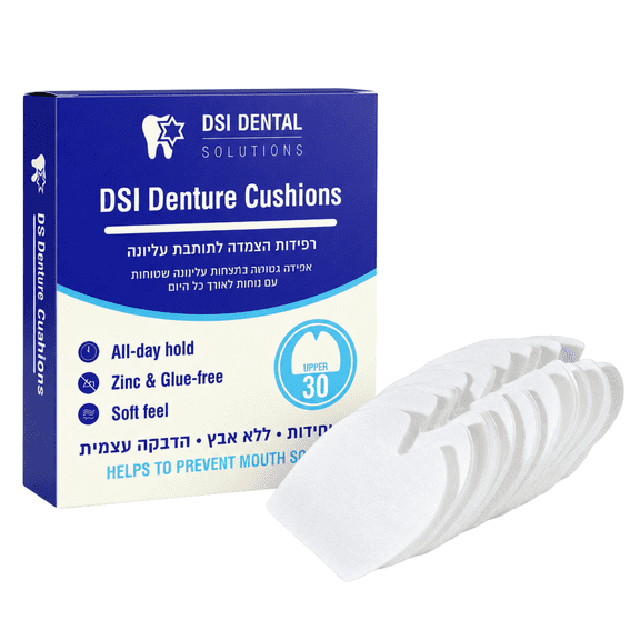 Soft Denture Cushions for Secure Comfortable Fit Upper Jaw, 12-Hour Hold