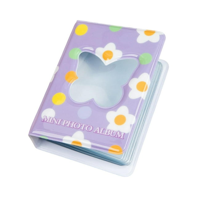 jifeng Business Card Holder 3 Inch Mini Photo Album Cartoon Card Folder 40 Pockets Card flower and butterfly