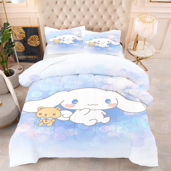 Twin/Twin XL Comforter Set - 3 Pieces Cinnamoroll Comforter Bedding Sets for Kid Children, Bed in a Bag with Quilt & Pillowcases