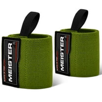Meister 18" Elastic Weightlifting Wrist Wraps w/ Thumb Loops - Ranger Green