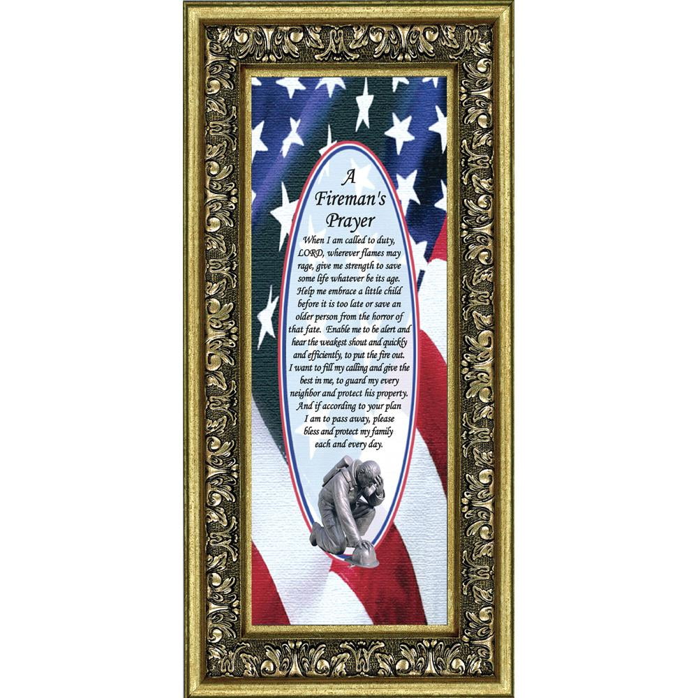 Firefighter Gifts for Men and Women, Fire Academy Graduation Gift, Fire Fighter Gifts or Firehouse Decor, A Fireman's Prayer Framed Wall Art for Home or Fire Station, 7795BW