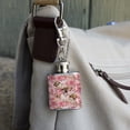 thumbnail image 3 of Puppies Dogs Pink Flowers Pattern Stainless Steel 1oz Mini Flask Key Chain, 3 of 4