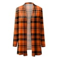 thumbnail image 4 of HBFAGFB Lightweight Cardigans for Women Simple Long Sleeve Plaid Jacket Versatile Long Coat Orange Size L, 4 of 4