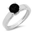 thumbnail image 3 of 1.06 ct Round Cut Natural Onyx Solitaire with Simulated Diamond Accents 14K White Gold Womens Engagement Ring, 3 of 6