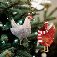 thumbnail image 4 of Mikhai Clearance 4 Pcs Christmas Tree Chicken Ornament,3.1 Inch Rooster with Scarf for Xmas Tree 2D Flat Acrylic Chicken Hanging Pendants for Car Rearview Mirror Backpacks Christmas Decoration, 4 of 8