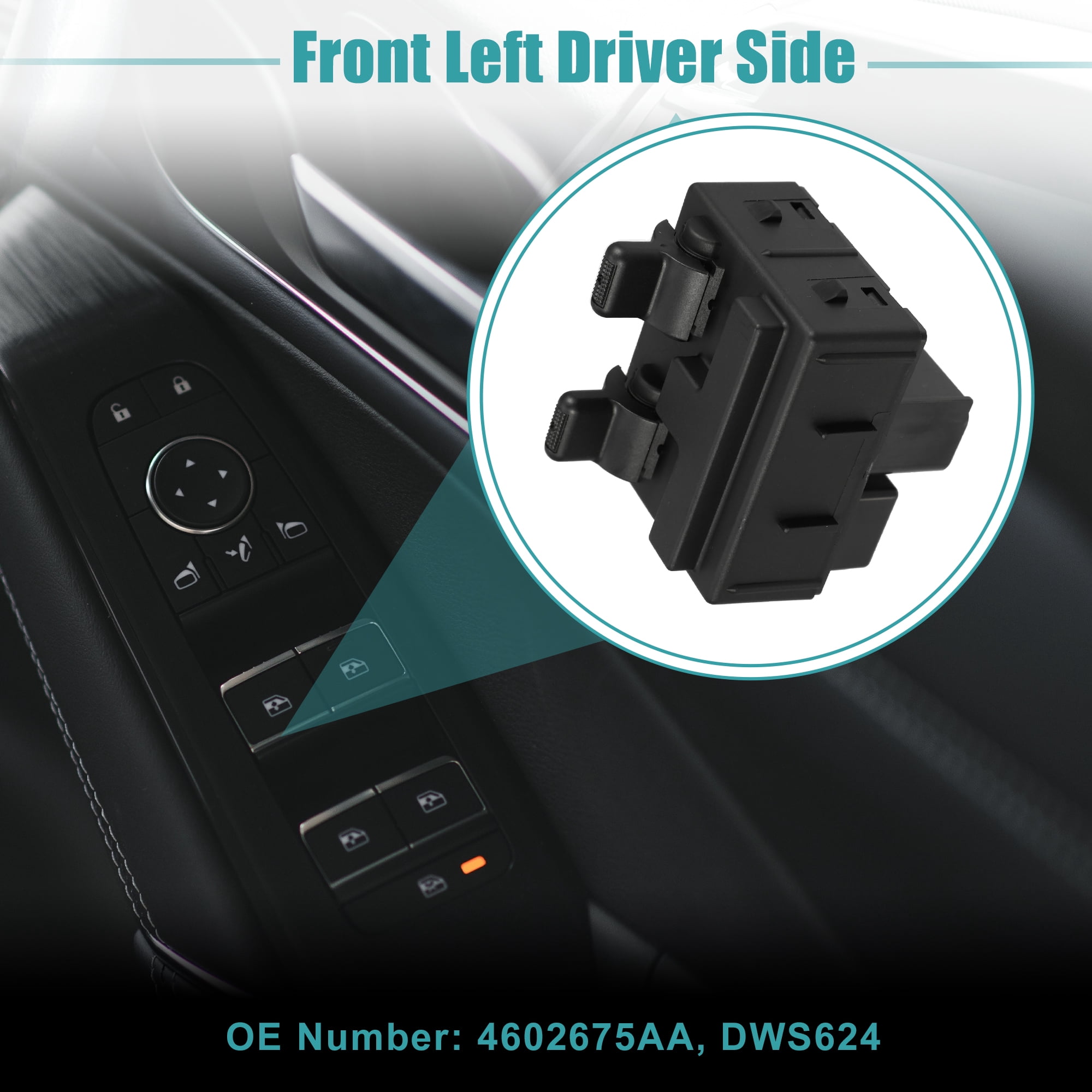 Unique Bargains Driver Side Power Window Switch for Jeep Wrangler 2 DOOR Black