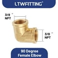 thumbnail image 2 of LTWFITTING Brass Pipe Fitting Female 90 Deg 3/8-Inch NPT Elbow Fuel Air(Pack of 5), 2 of 4