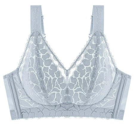 Gnurob Women Lace Push Up Bra No Underwire Bralette Adjustable Strap Bras Hide Back Fat lingerie Lightly Lined Cups Bralettes Plus Size Brassiere for Heavy Breast Clearance Saving Light Blue 40