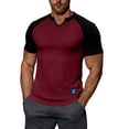 thumbnail image 6 of Fewfanhot Men's Slim Fit Raglan Sleeve Notch Neck T-Shirt, Ribbed Knit Color Block Casual Top, Breathable Fashion Tee for Men, S-3XL, 6 of 9