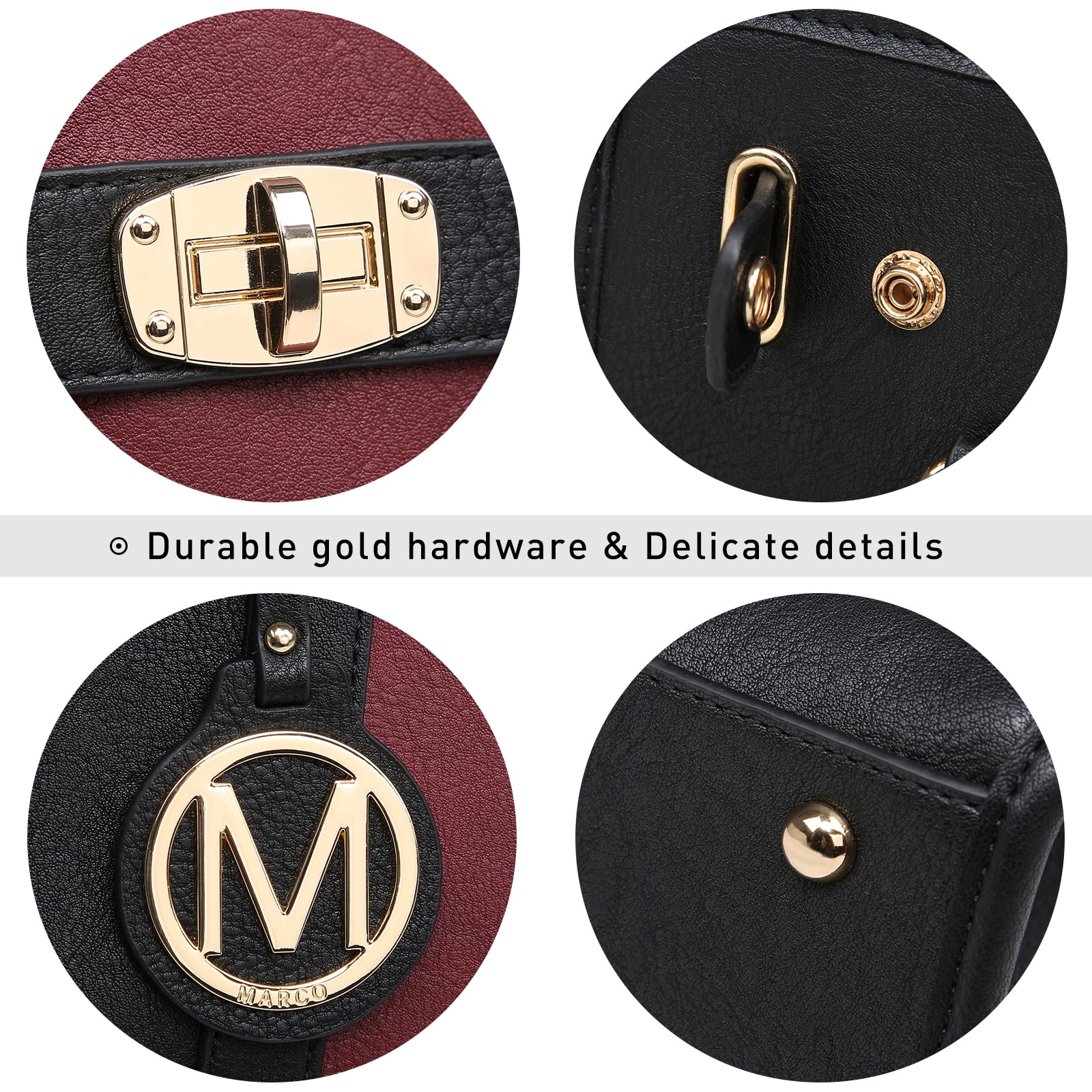 MKP Womens Satchel Female Handbags Two Tone Vegan Leather Shoulder Bag with Wallet 2pcs Set