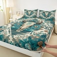 thumbnail image 3 of jejeloiu Boho Exotic Style Full Size Sheets,Bohemian Bull Skull Bed Sheets,Beige Cyan Sheet Sets For Boys Teens,Microfiber Bedroom Decor,4 Pieces, 3 of 7