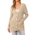 thumbnail image 1 of Suéter cárdigan casual INSPIRE CHIC para mujer, tejido trenzado, largo, de moda, XL, color albaricoque oscuro, otoño-invierno, 1 of 6