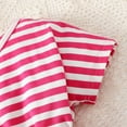 thumbnail image 5 of 6T Little Girls Dress 6 Years Girls Short Sleeve Dress Round Neck Little Girls Summer Stripe Dress Pink, 5 of 7